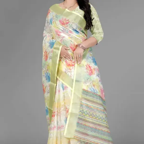 Premium Linen Cotton Stylish Saree