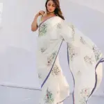 Digital Print Pure Linen White Saree