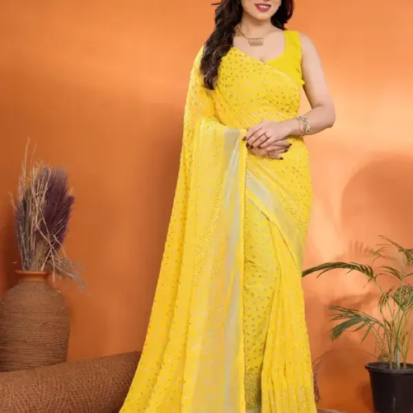 SPLIT MALL JIMY CHOO FOIL PRINTED SAREE With Running Blouse