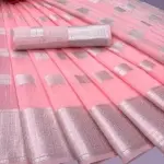 Lilen cotton silver zari woven saree
