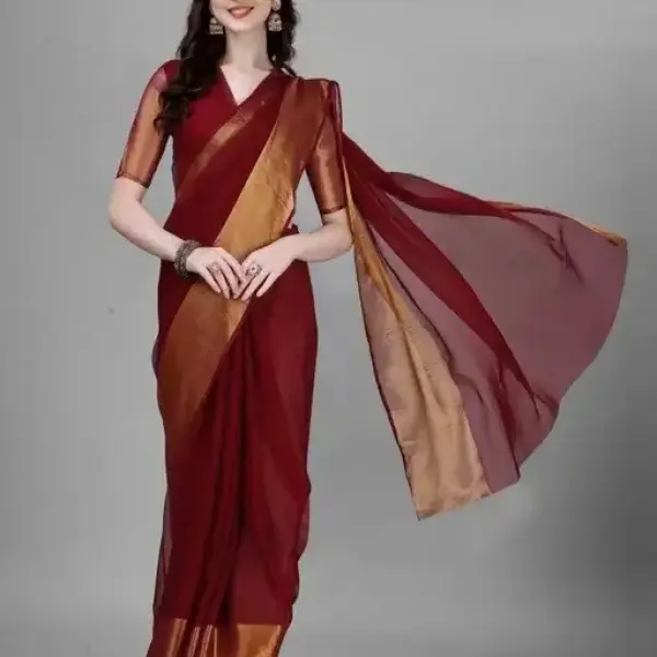 Plain chiffon saree