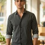 Men's Cotton Casual Printed Striped Stylish Latest Shirt for Men