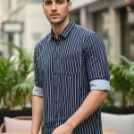 Men's Cotton Casual Printed Striped Stylish Latest Shirt for Men