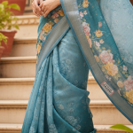 Women's Organza Cotton Saree With Unstitched Blouse Piece