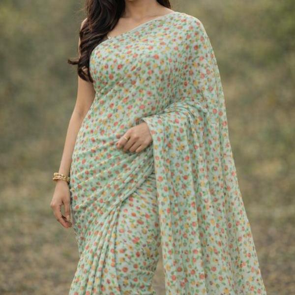 Women's Floral Printed Georgette Saree