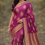 Women's Art Silk Dark Pink Saree