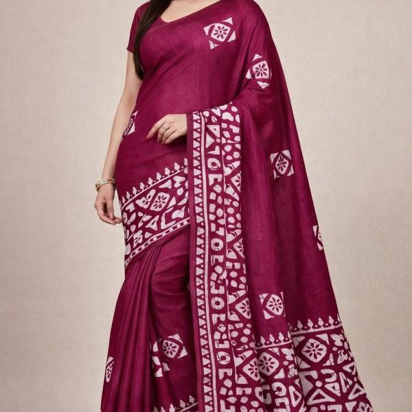 Women's Cotton Saree With Unstitched Blouse Piece