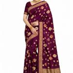 Women's Self Design Bandhani Cotton Blend Saree  (Wine)