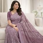 Georgette Block Printed Sarees for Women with Blouse Piece