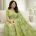 Georgette Printed Sarees for Women with Blouse Piece