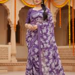 Georgette Printed Sarees for Women with Blouse Piece
