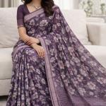 Georgette Block Printed Sarees for Women with Blouse Piece
