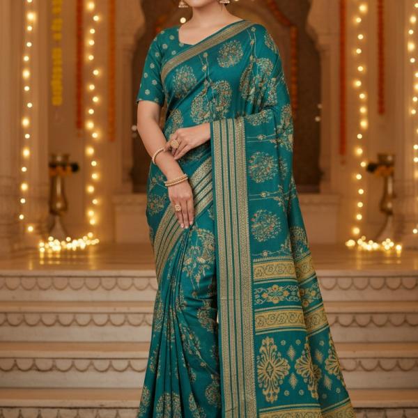 Georgette Printed Sarees for Women with Blouse Piece