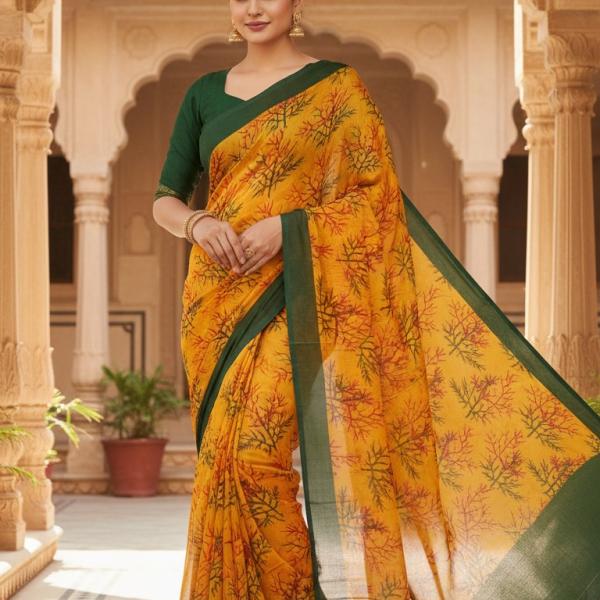 Georgette Printed Sarees for Women with Blouse Piece