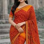 Georgette Printed Sarees for Women with Blouse Piece(MULTICOLOUR)