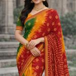 Georgette Printed Sarees for Women with Blouse Piece(MULTICOLOUR)