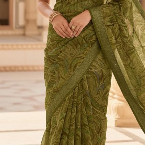 Georgette Printed Sarees for Women with Blouse Piece