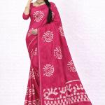 Cotton Saree with White Warli Art Print | Soft Handcrafted Cotton Fabric | Lightweight and Comfortable Saree for Women