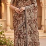 Georgette Printed Sarees for Women with Blouse Piece