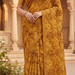 Georgette Printed Sarees for Women with Blouse Piece