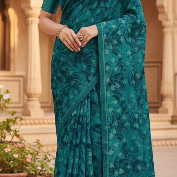 Georgette Printed Sarees for Women with Blouse Piece