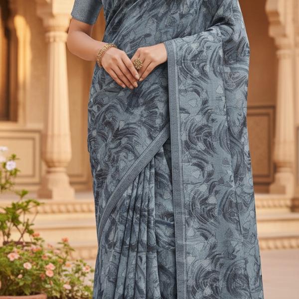 Georgette Printed Sarees for Women with Blouse Piece