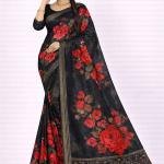 Georgette Printed Sarees for Women with Blouse Piece
