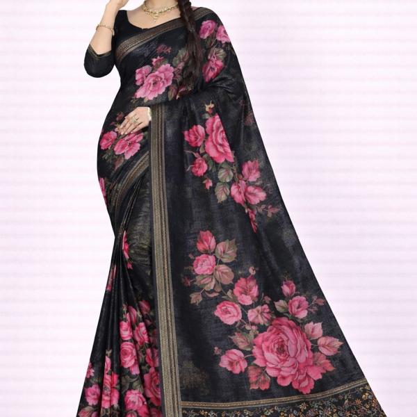 Georgette Printed Sarees for Women with Blouse Piece