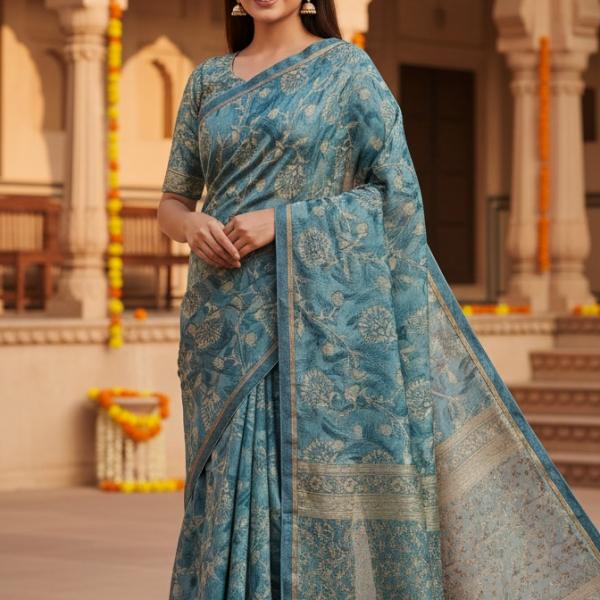 Georgette Printed Sarees for Women with Blouse Piece