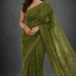 Georgette Printed Sarees for Women with Blouse Piece