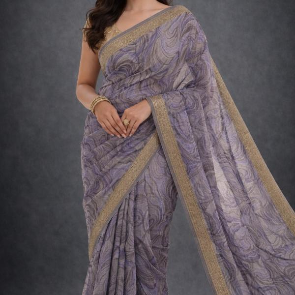 Georgette Printed Sarees for Women with Blouse Piece