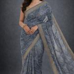 Georgette Printed Sarees for Women with Blouse Piece