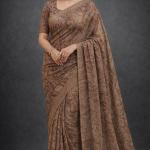 Georgette Printed Sarees for Women with Blouse Piece