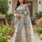 Georgette Printed Sarees for Women with Blouse Piece
