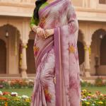 Georgette Printed Sarees for Women with Blouse Piece