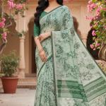 Georgette Printed Sarees for Women with Blouse Piece