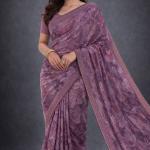 Georgette Printed Sarees for Women with Blouse Piece