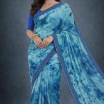 Georgette Printed Sarees for Women with Blouse Piece
