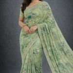 Georgette Printed Sarees for Women with Blouse Piece