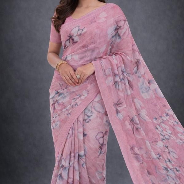 Georgette Printed Sarees for Women with Blouse Piece