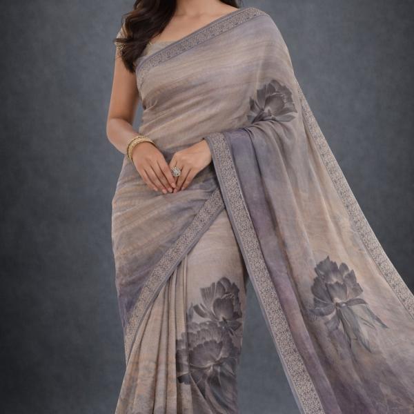 Georgette Printed Sarees for Women with Blouse Piece