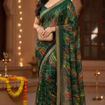Georgette Printed Sarees for Women with Blouse Piece