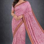 Georgette Printed Sarees for Women with Blouse Piece