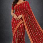 Georgette Printed Sarees for Women with Blouse Piece