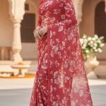 Georgette Printed Sarees for Women with Blouse Piece