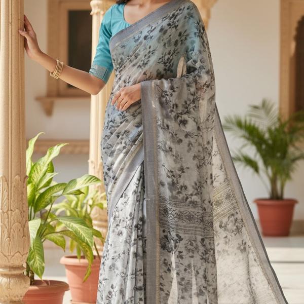 Georgette Printed Sarees for Women with Blouse Piece