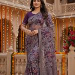 Georgette Printed Sarees for Women with Blouse Piece