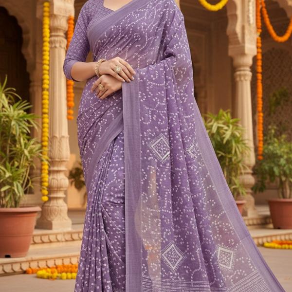 Georgette Printed Sarees for Women with Blouse Piece