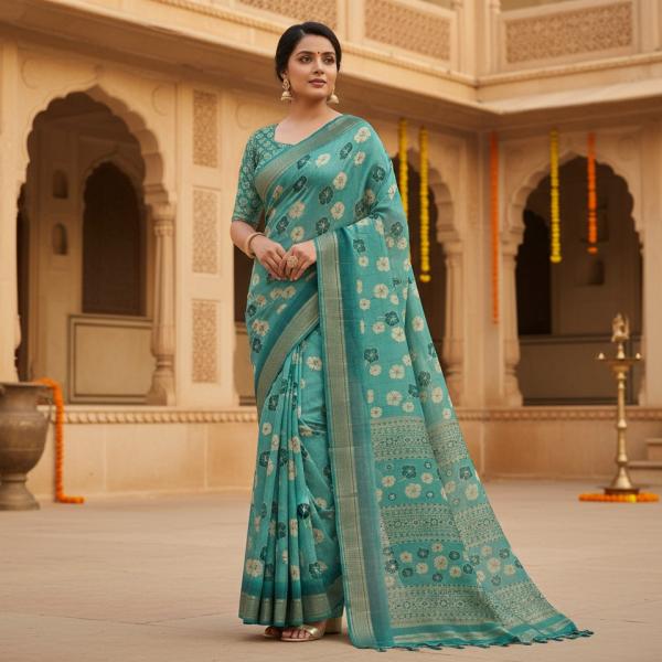 Georgette Printed Sarees for Women with Blouse Piece