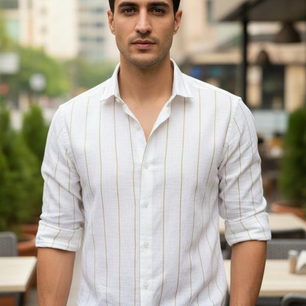 Slim Fit Striped Lining Cotton Full Sleeve Casual Shirts for Men